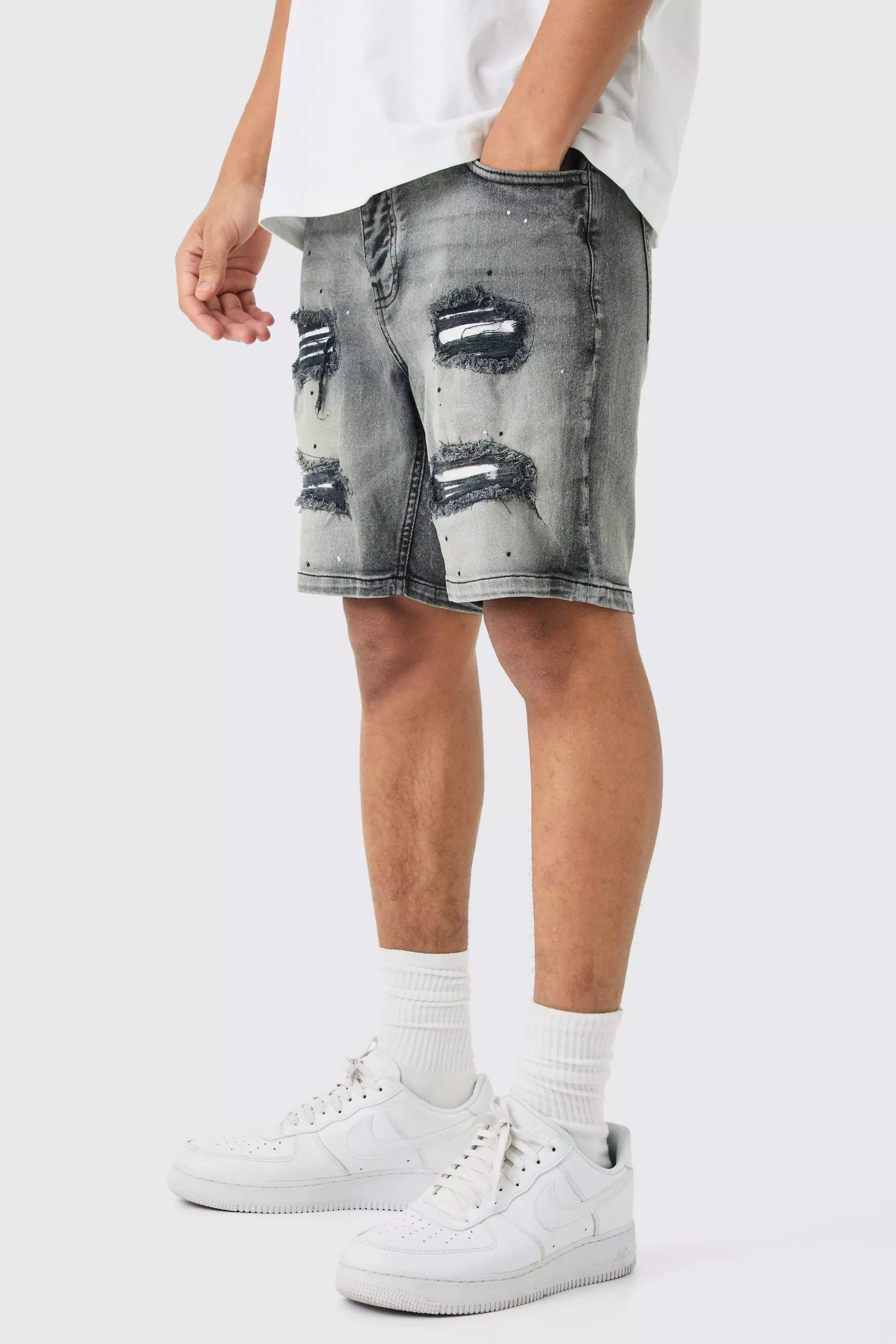 Paint splatter hot sale denim shorts